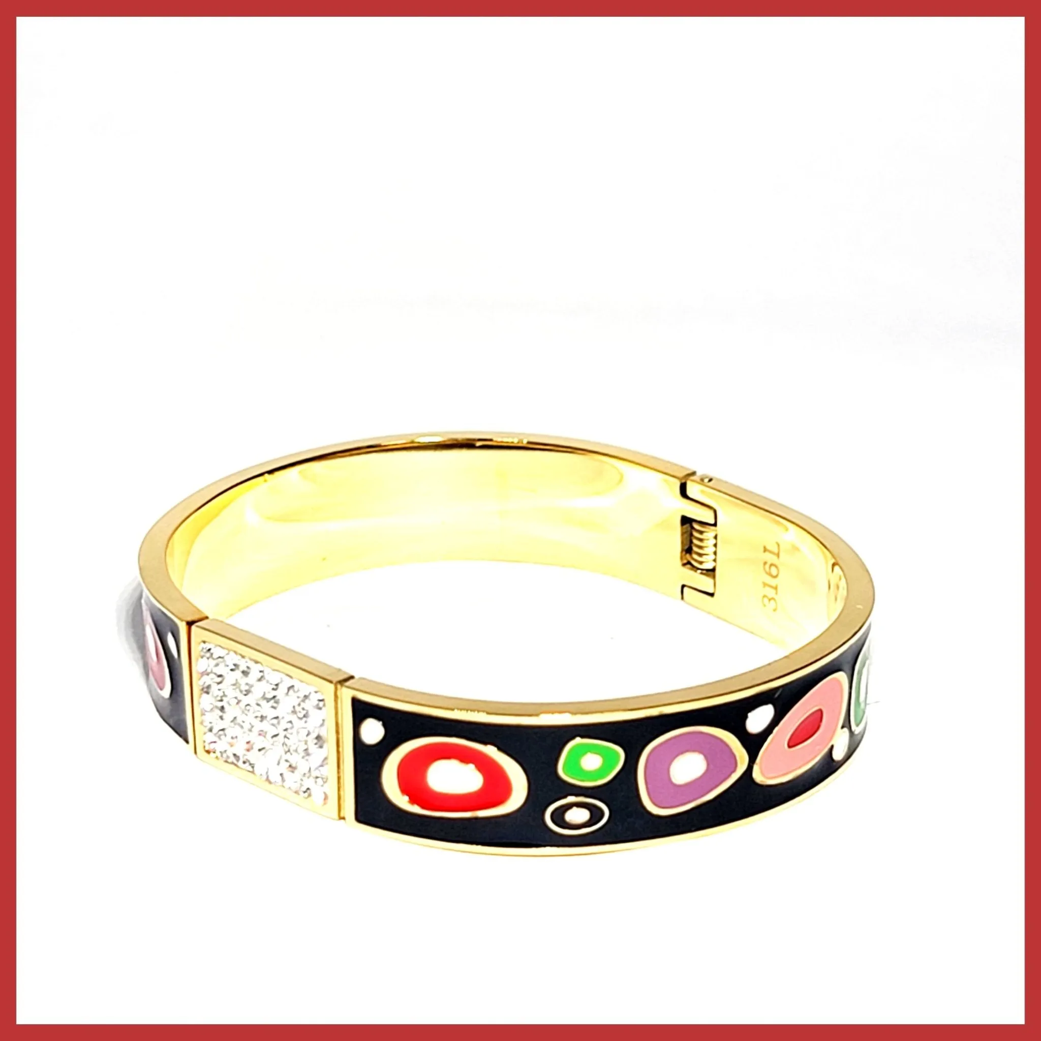 Colorful Enamel and Pav Bangle