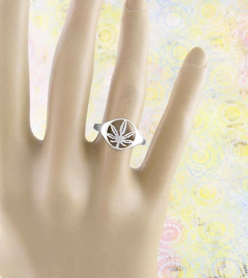 Cut-Out Marijuana Pot Leaf Ring