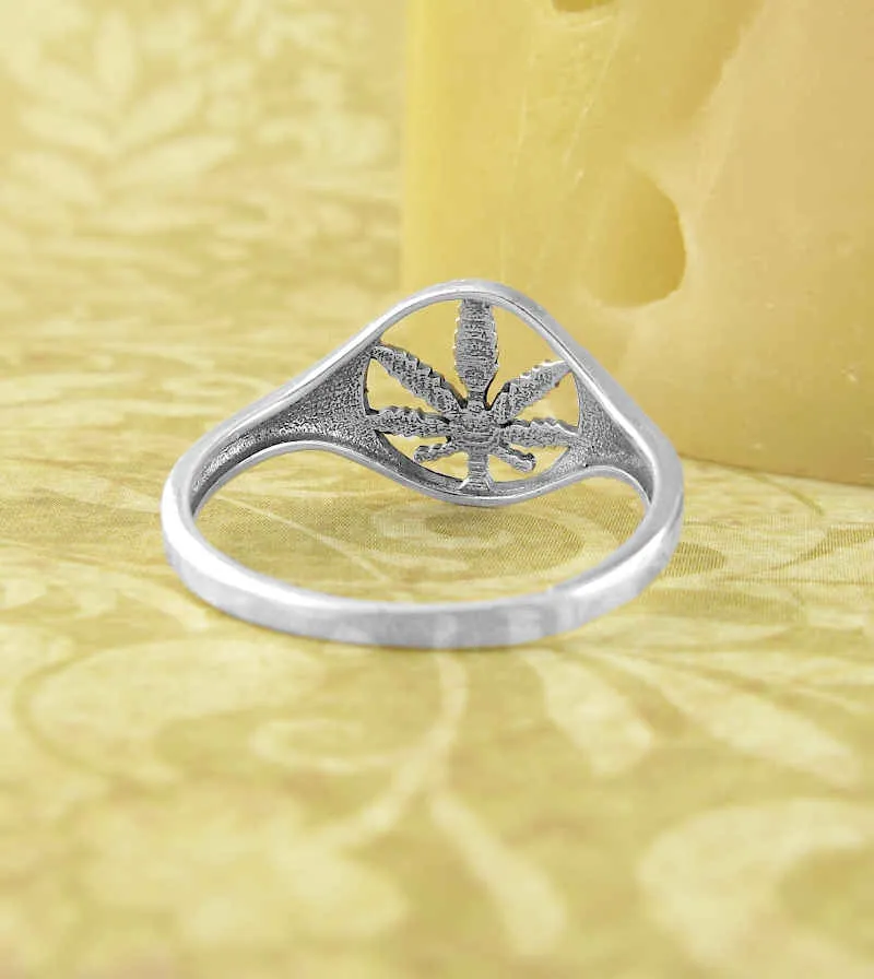 Cut-Out Marijuana Pot Leaf Ring