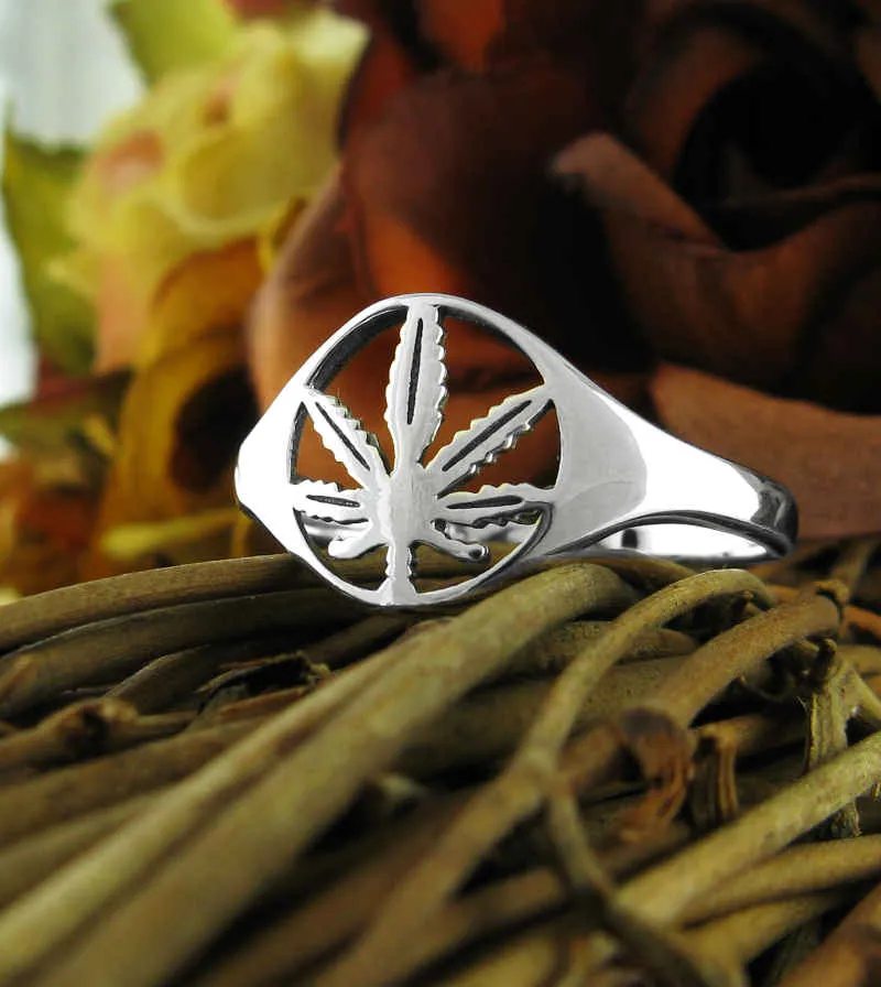 Cut-Out Marijuana Pot Leaf Ring