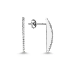 Dainty Simple Curved Bar Stud Silver Earrings