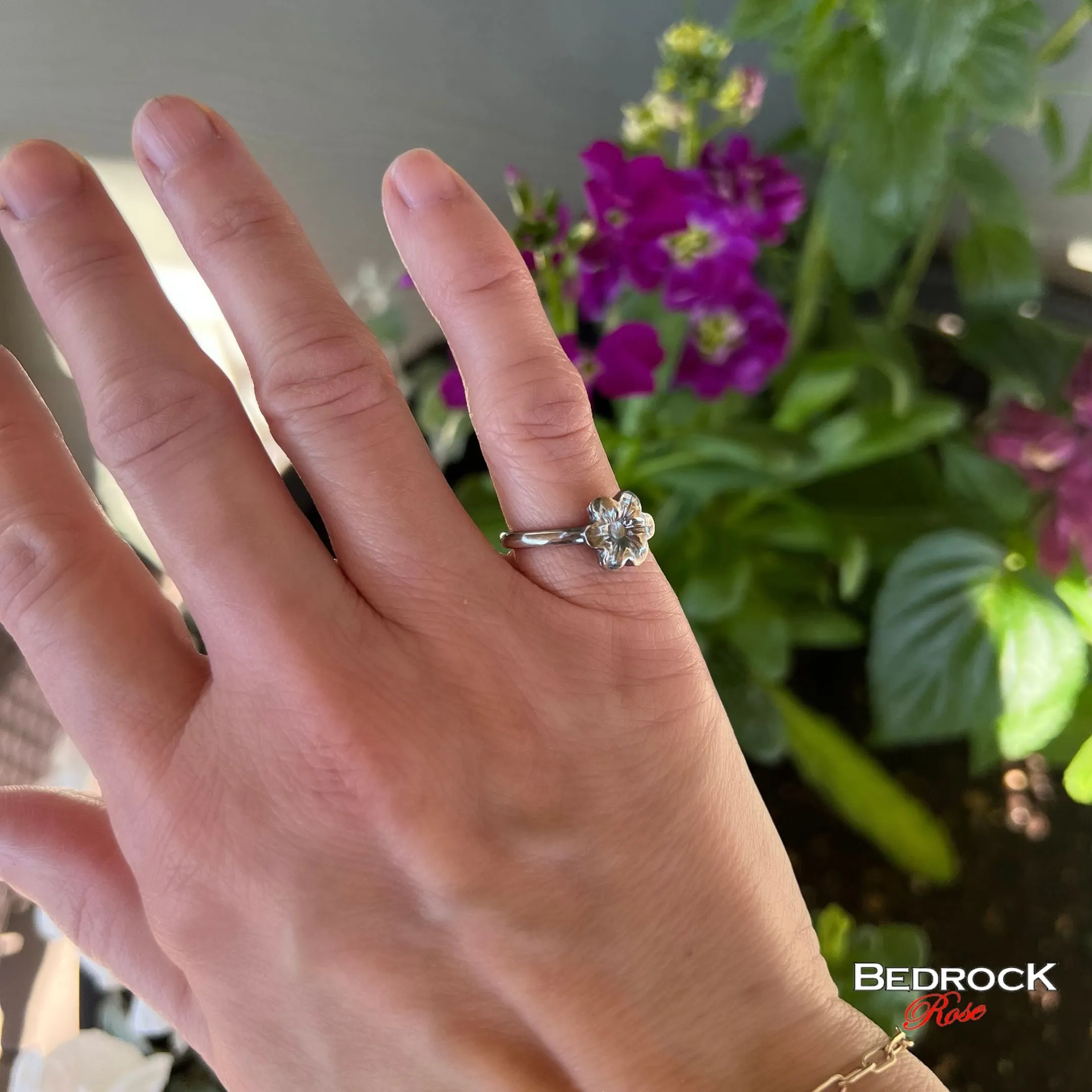 Dainty Sterling Six-Petal Floral Ring