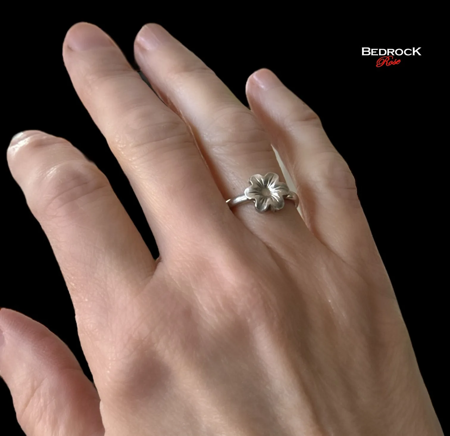 Dainty Sterling Six-Petal Floral Ring