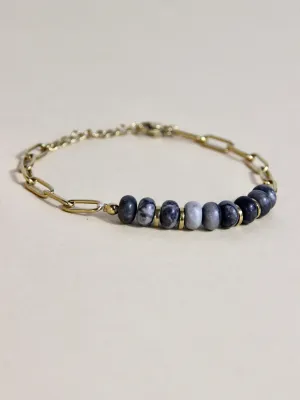 Dakota bracelet - Natural stone and paper clip chain