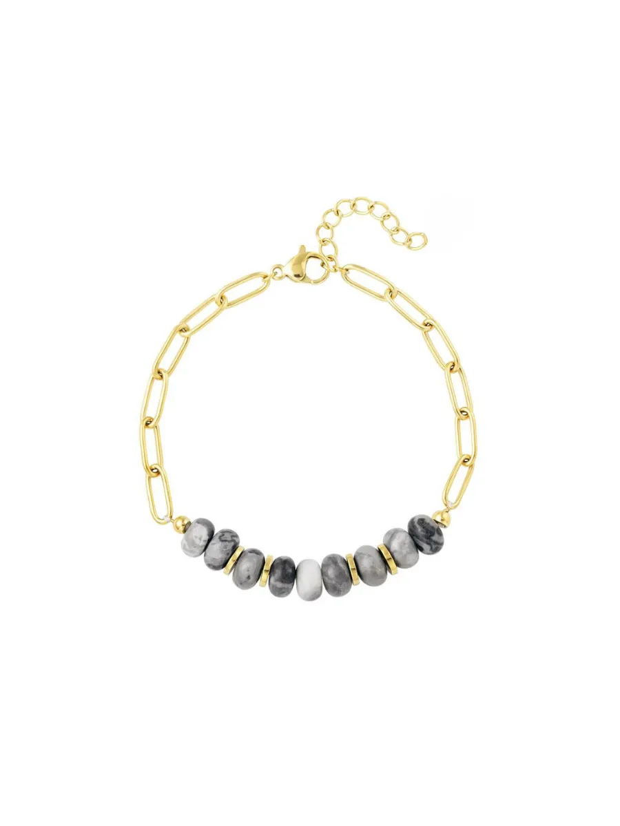 Dakota bracelet - Natural stone and paper clip chain