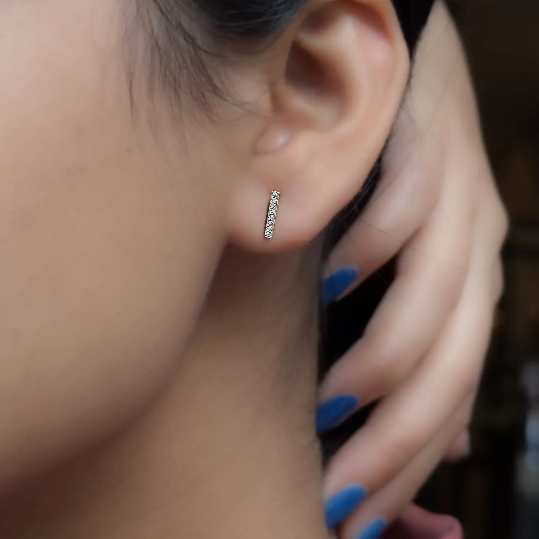 Dash Diamond Stud Earrings
