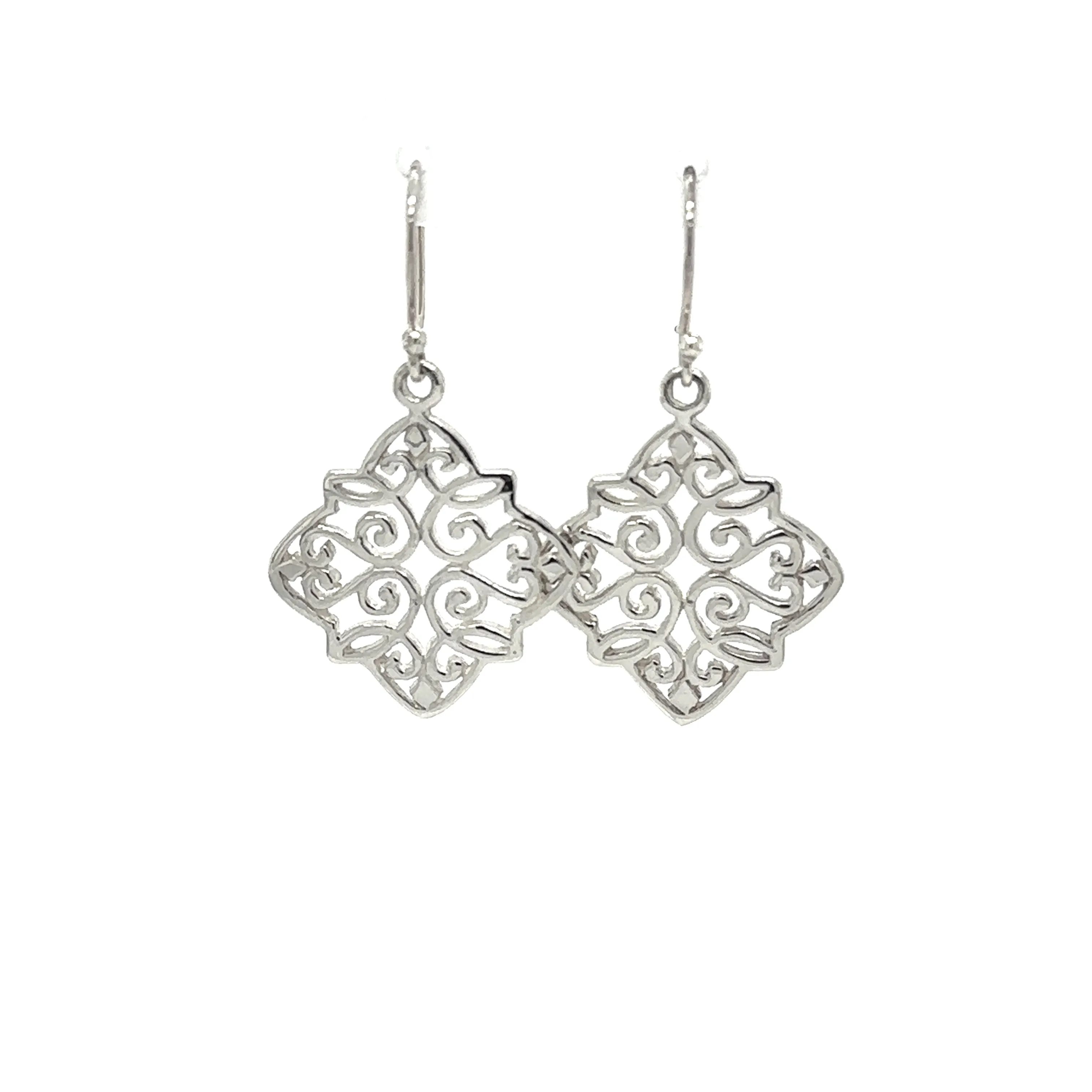 Diamond Shaped Earrings with Swirl Design