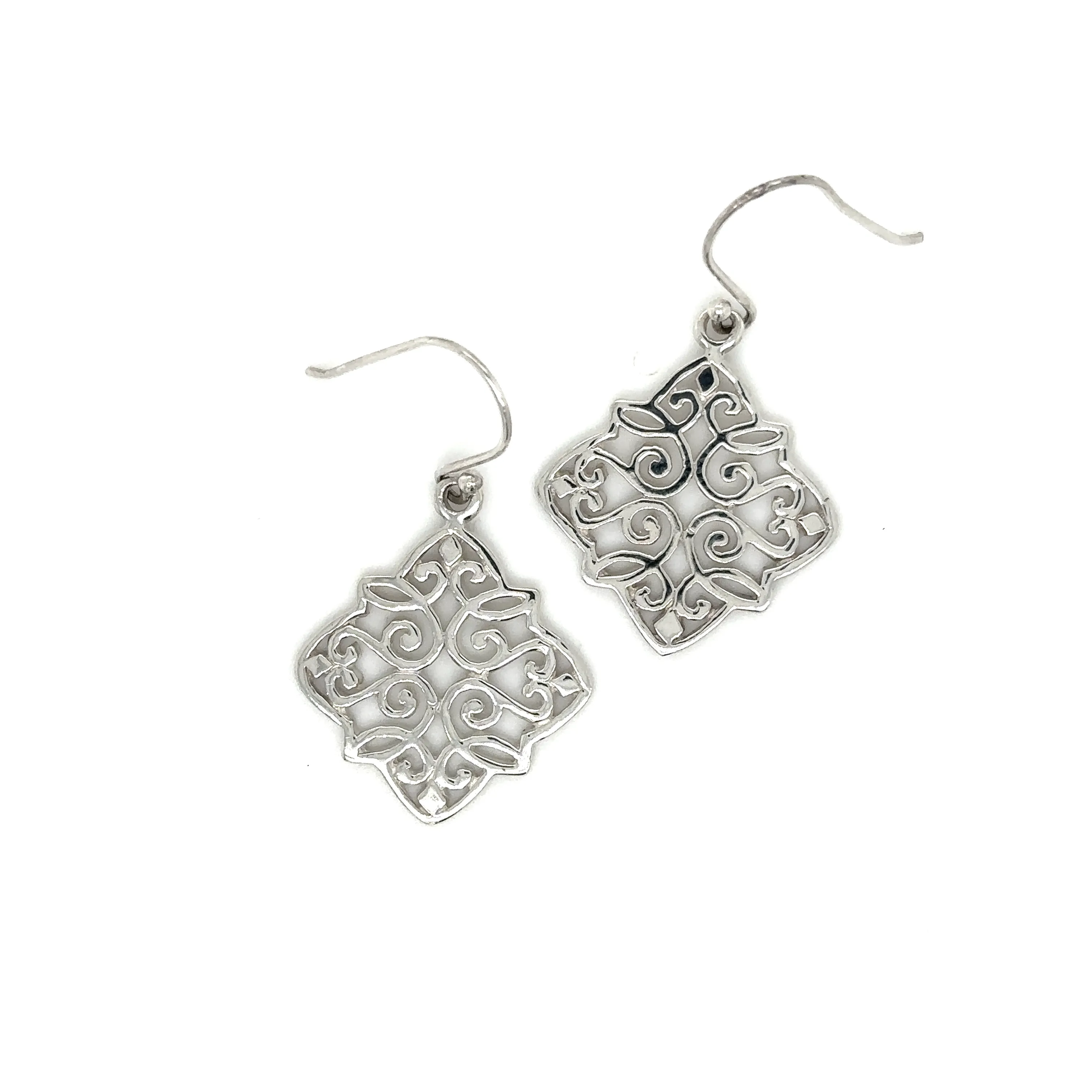 Diamond Shaped Earrings with Swirl Design