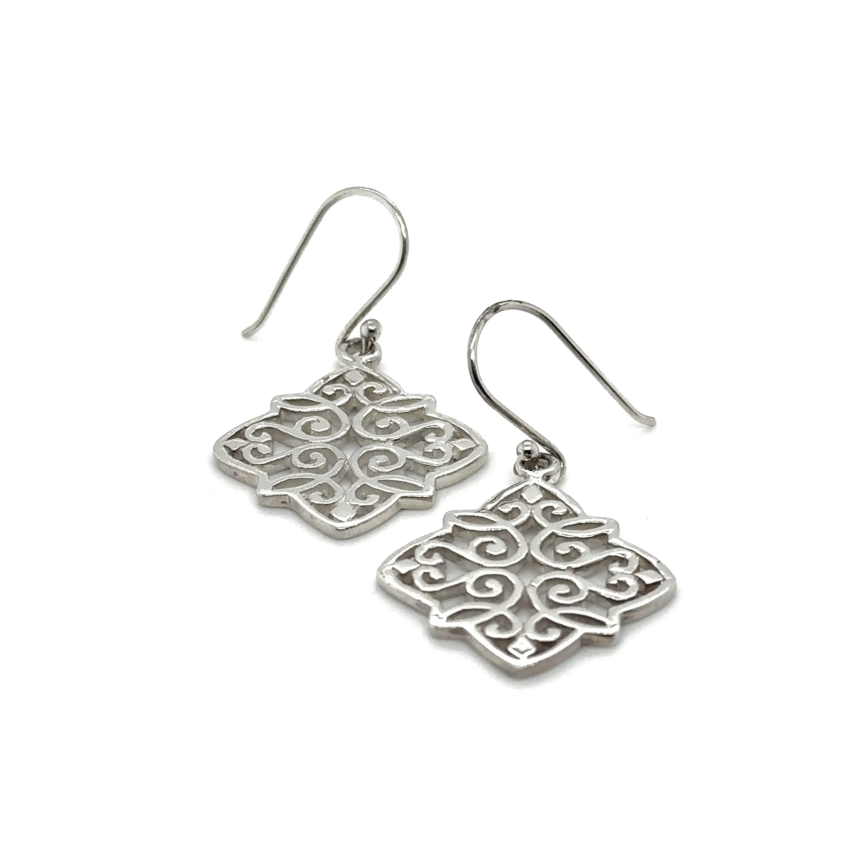 Diamond Shaped Earrings with Swirl Design