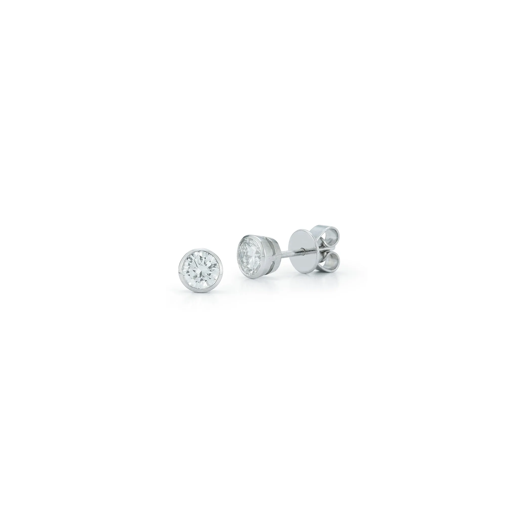 DRD Round Bezel Set Solitaire Studs 0.60 Ct. Total Weight