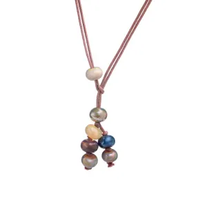 Earthy Knotted Glass Beads Lariat Necklace