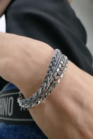 Emanuele Bicocchi Braid And Chain Bracelet  - Silver