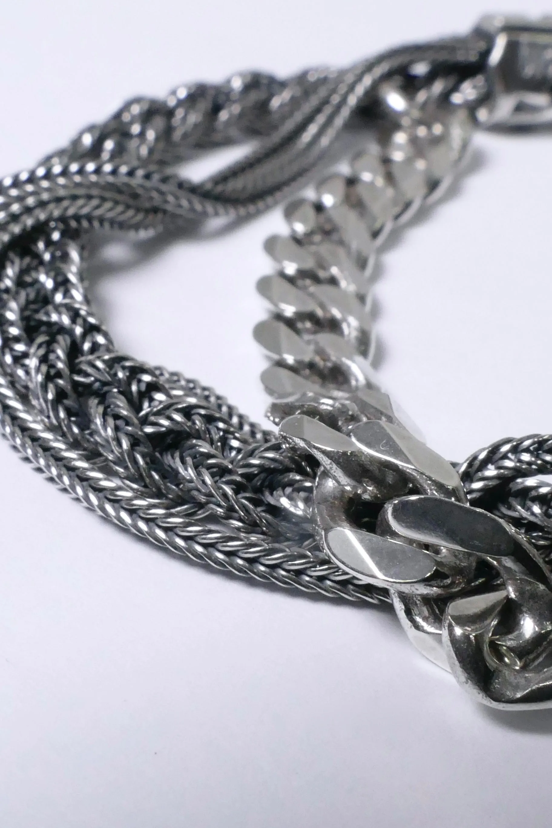 Emanuele Bicocchi Braid And Chain Bracelet  - Silver