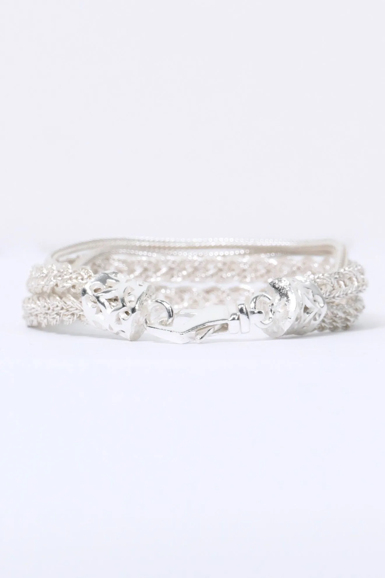 Emanuele Bicocchi Ice Double Braided Bracelet - White Silver