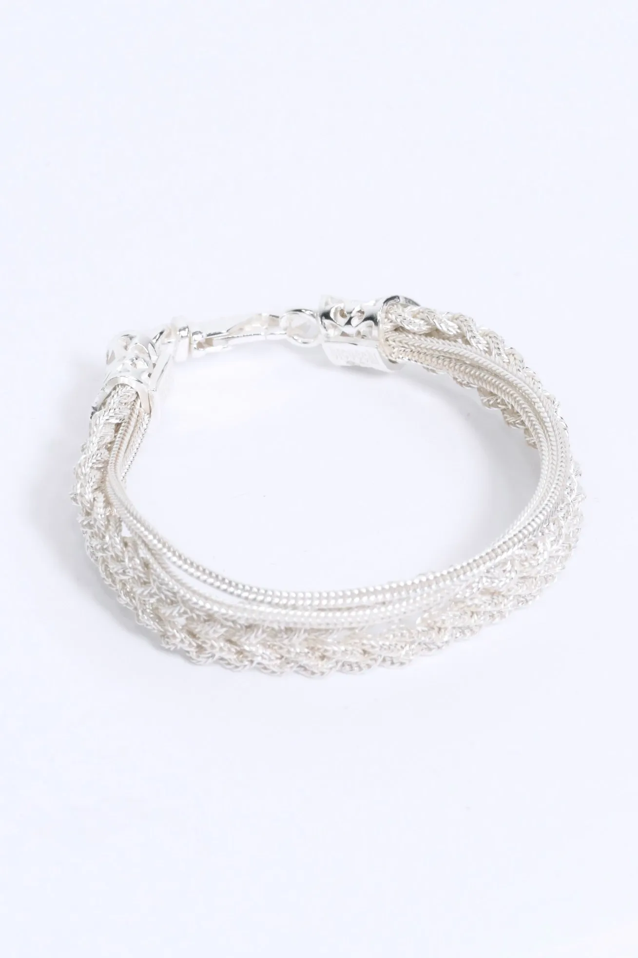 Emanuele Bicocchi Ice Double Braided Bracelet - White Silver