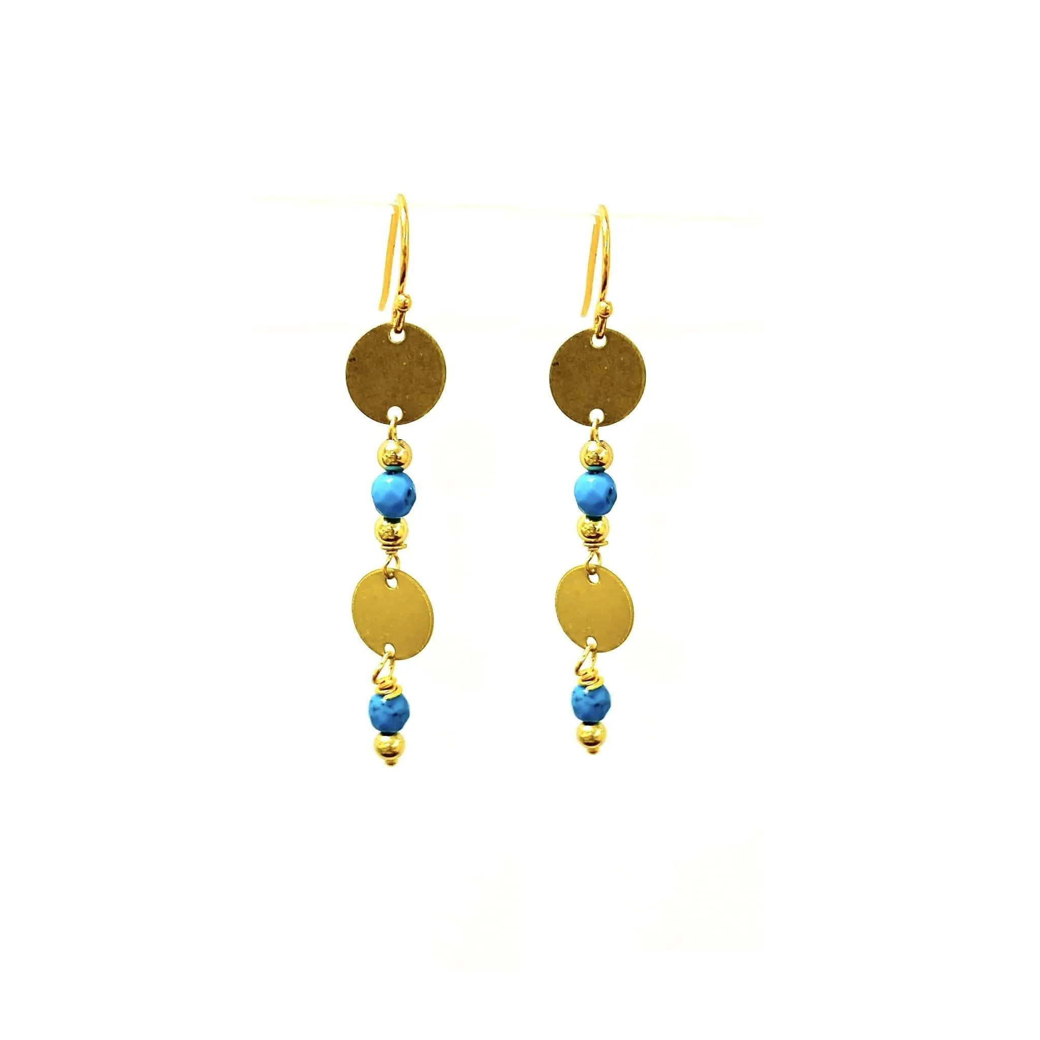 Fairuz 2" Earrings in Gold with Turquoise | MINU
