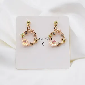 Fashion Simple Dot Diamond Wreath Earrings