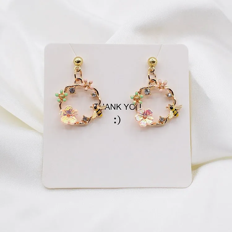 Fashion Simple Dot Diamond Wreath Earrings