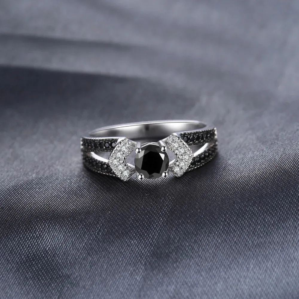 Finger Rings Charm Jewelry - Natural Black Spinel & 925 Sterling Silver - TSJ69