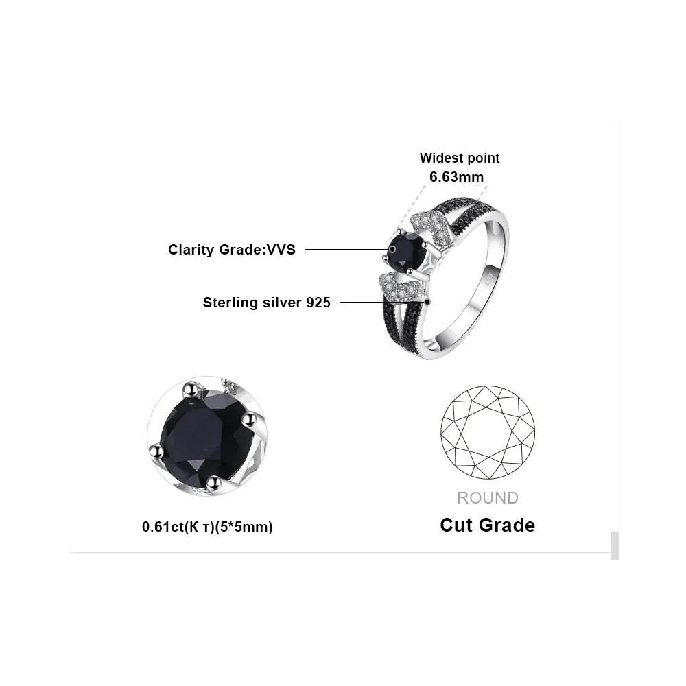 Finger Rings Charm Jewelry - Natural Black Spinel & 925 Sterling Silver - TSJ69