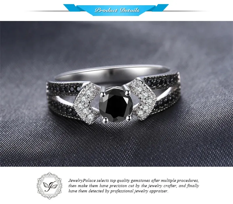 Finger Rings Charm Jewelry - Natural Black Spinel & 925 Sterling Silver - TSJ69