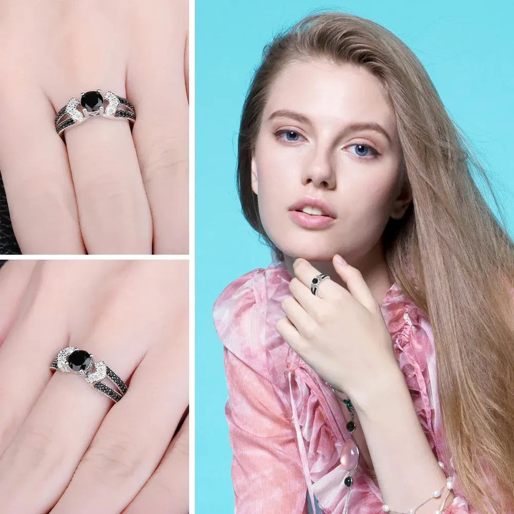 Finger Rings Charm Jewelry - Natural Black Spinel & 925 Sterling Silver - TSJ69
