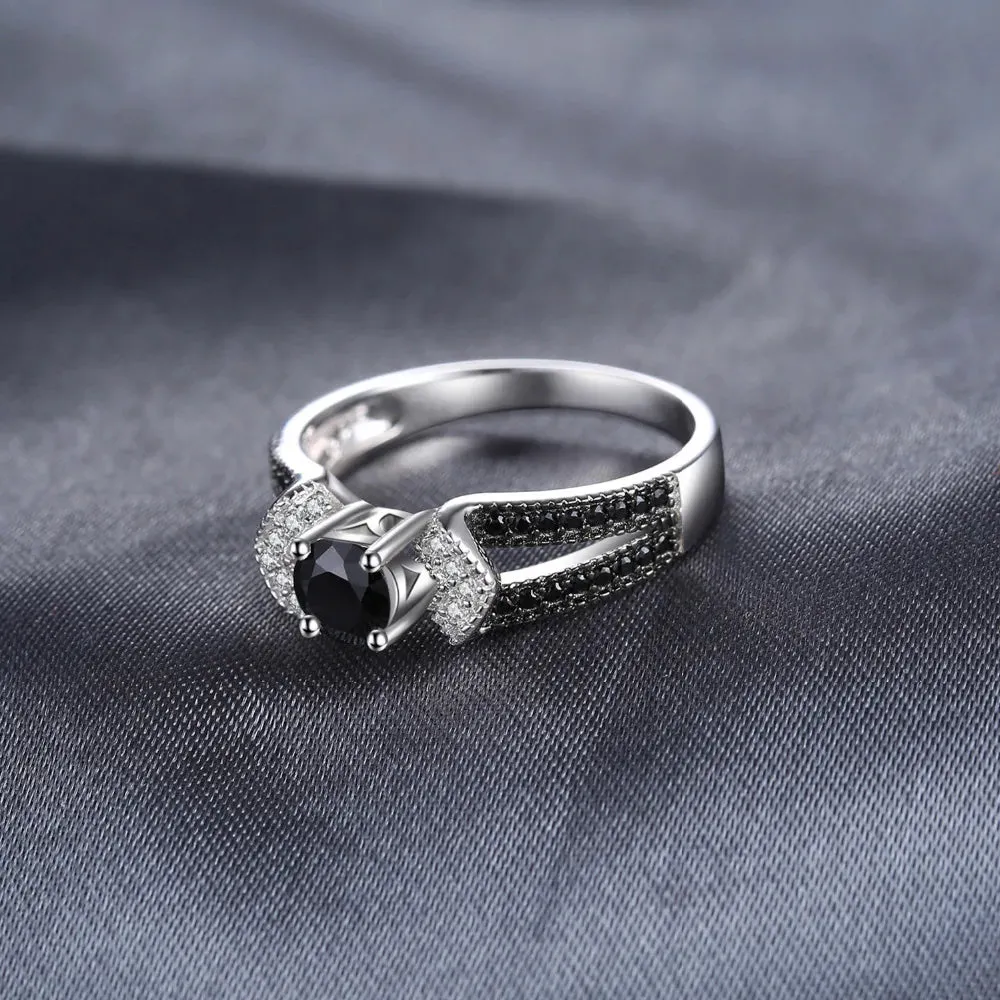 Finger Rings Charm Jewelry - Natural Black Spinel & 925 Sterling Silver - TSJ69