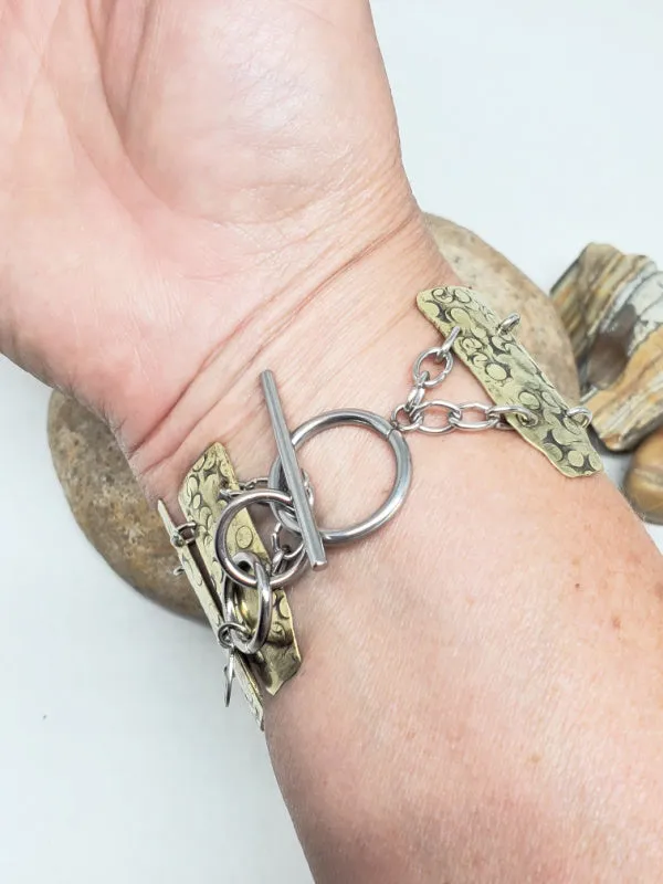 Flattened Rifle Casing Link Style Toggle Bracelet