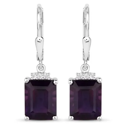 Genuine 6.63 Carat Amethyst .925 Sterling Silver Earrings