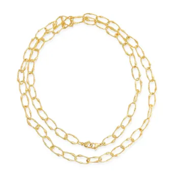 Gold Oval Chain Necklace 36" Long