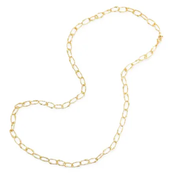 Gold Oval Chain Necklace 36" Long