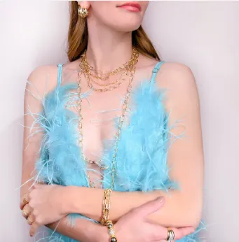 Gold Oval Chain Necklace 36" Long