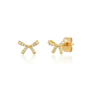 Gold Pave Bow Studs