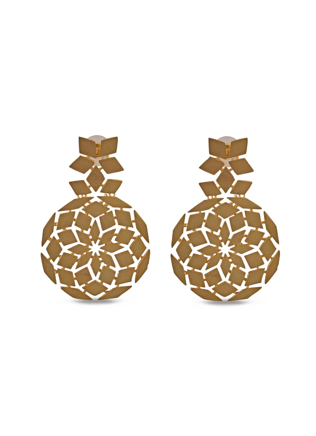 Gold Plated Contemporary Drop-Down Earrings