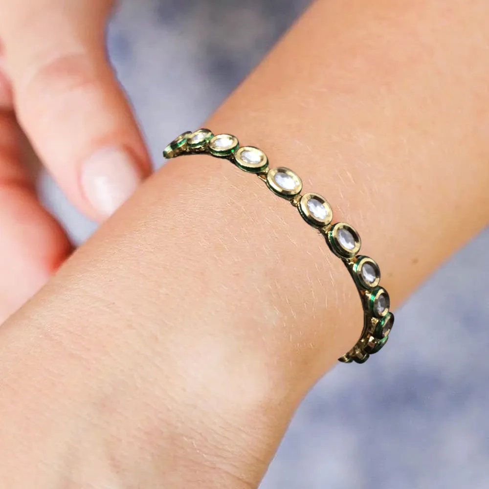 Gold Plated Kundan Bangles (Design 55)