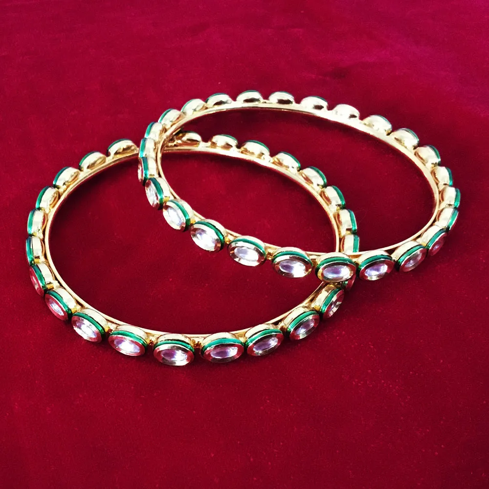 Gold Plated Kundan Bangles (Design 55)