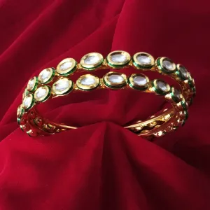 Gold Plated Kundan Bangles (Design 55)