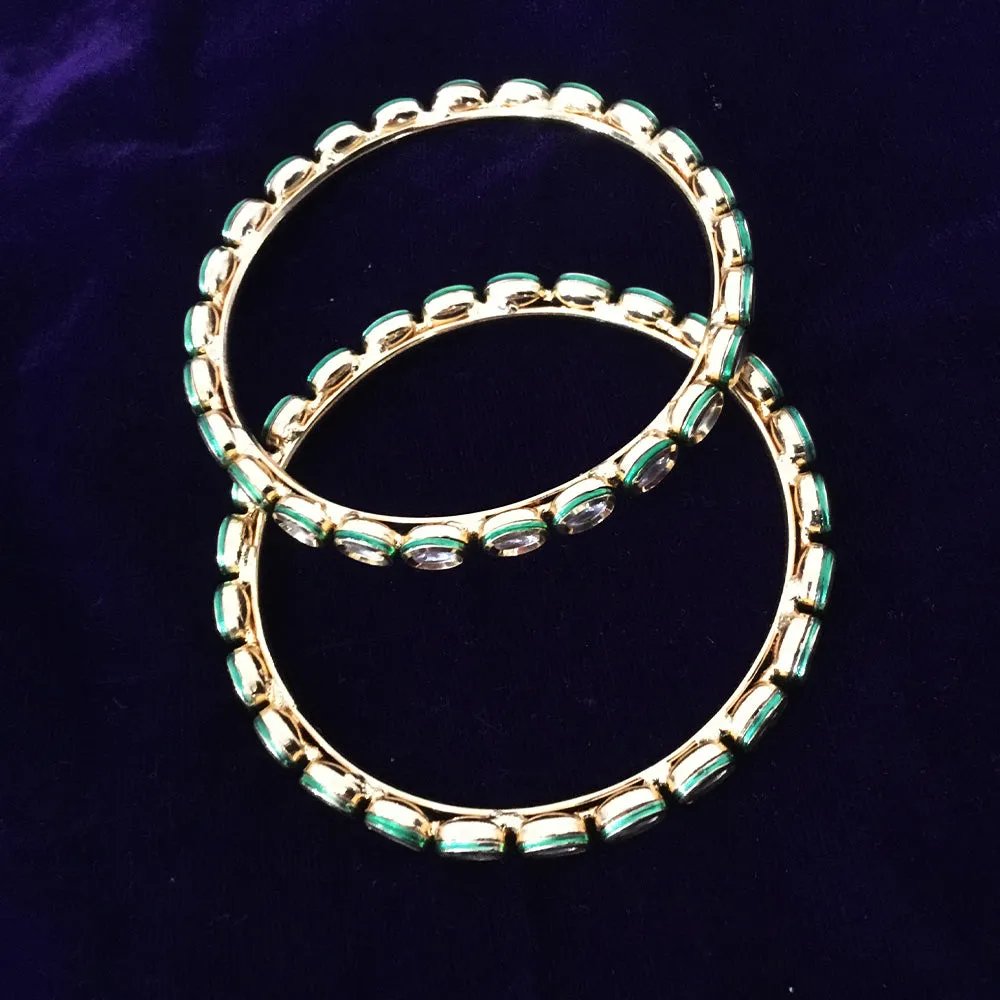 Gold Plated Kundan Bangles (Design 55)