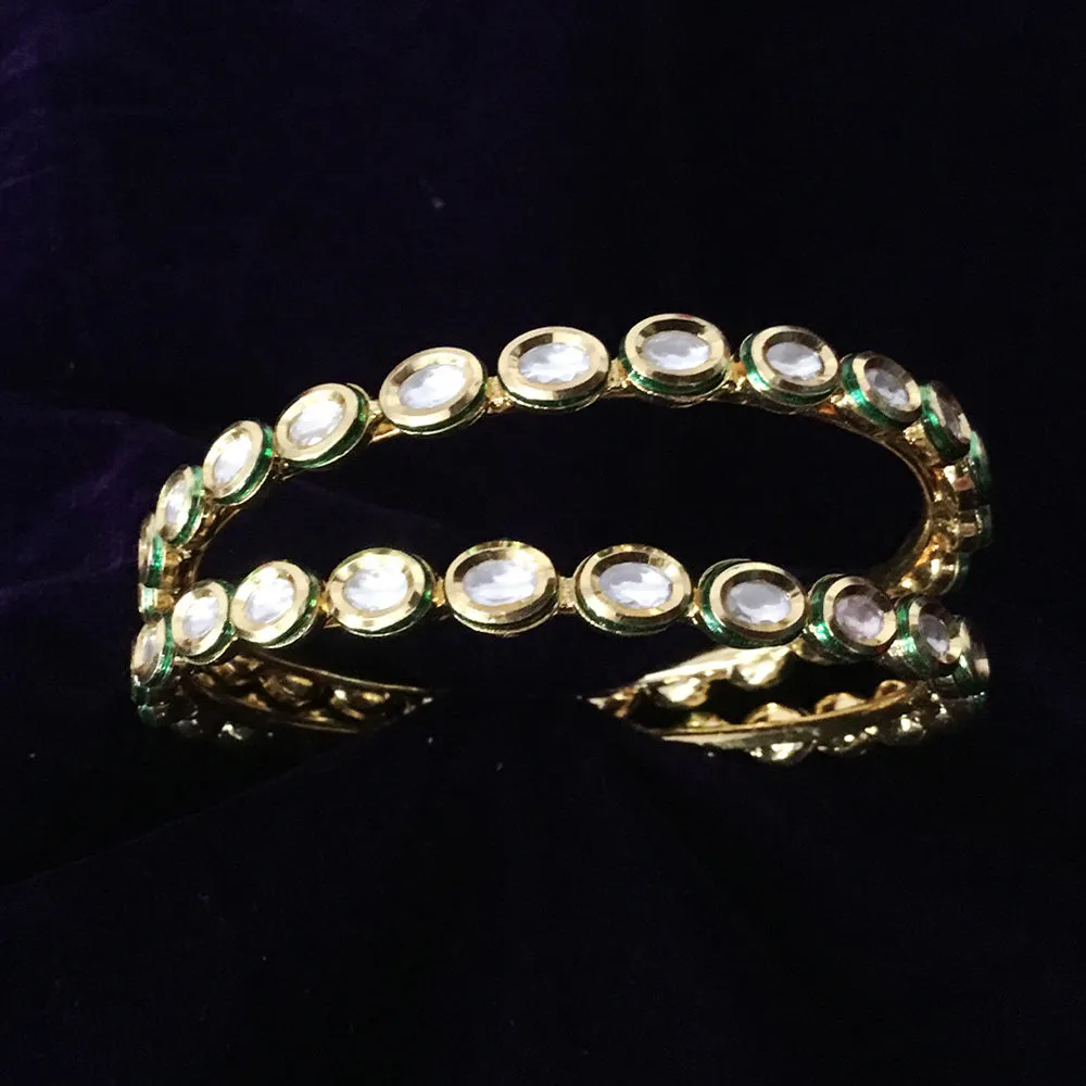 Gold Plated Kundan Bangles (Design 55)