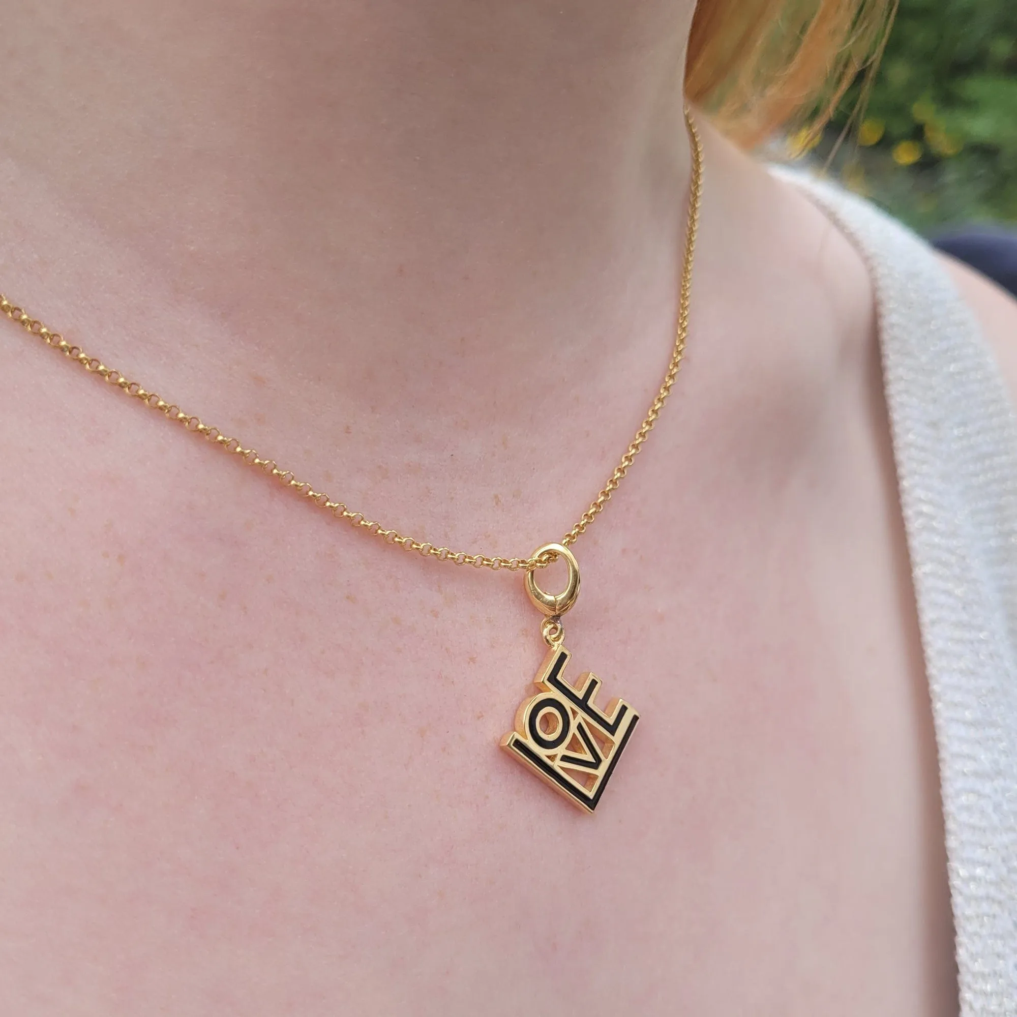 Gold Plated LOVE Necklace (Black)