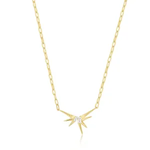 Gold Sparkle Spike Pendant Necklace