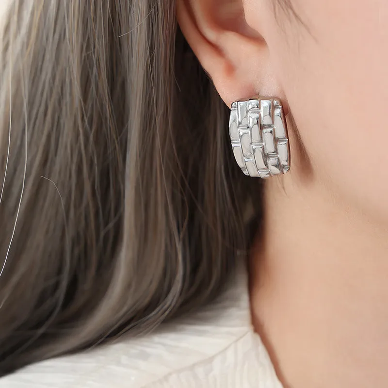 Golden Geometric Titanium Steel Earrings
