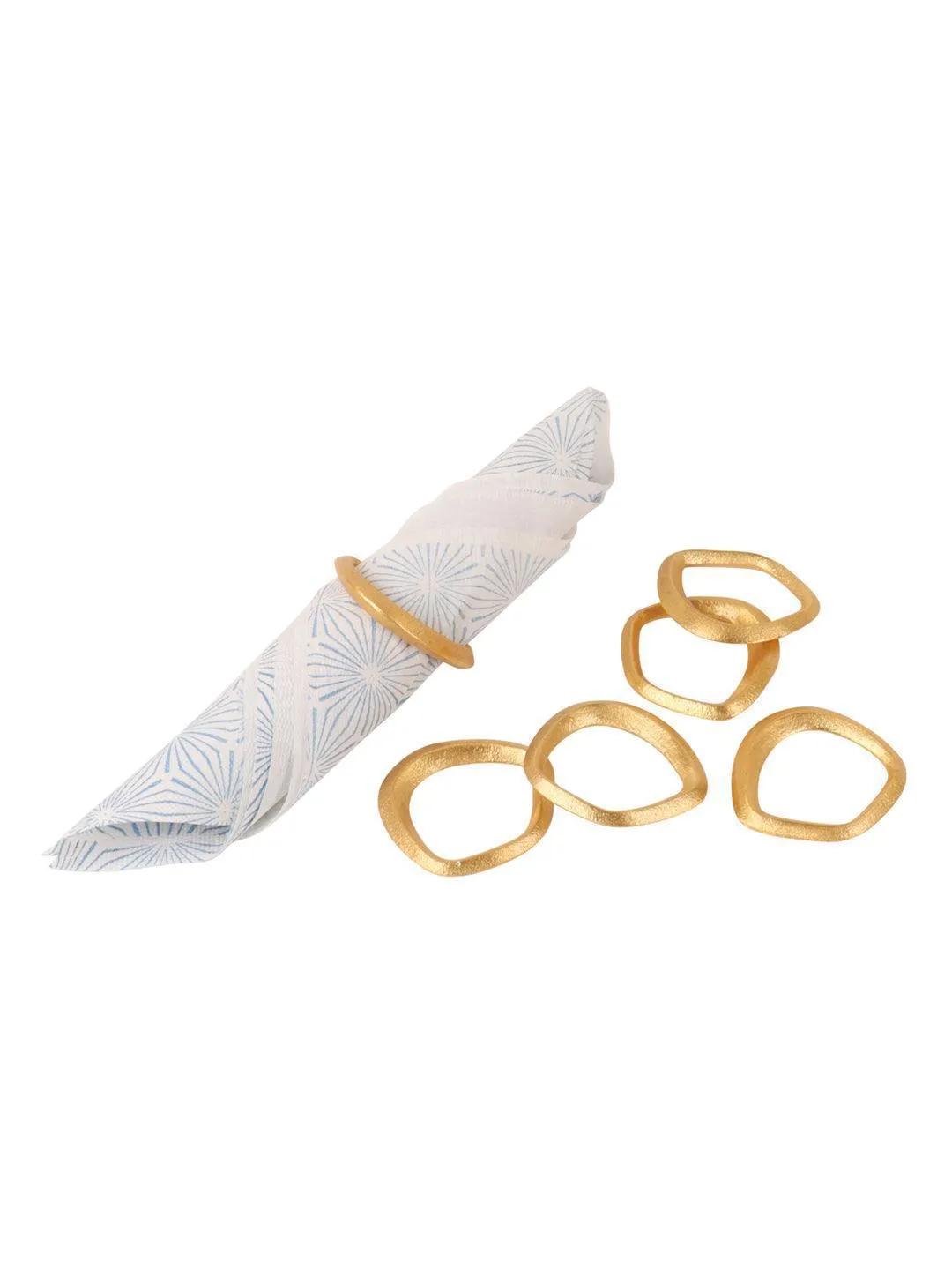 Golden Napkin Ring Set Of 6 | Round Tissue Paper Holder For Table