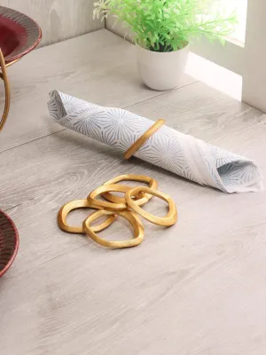 Golden Napkin Ring Set Of 6 | Round Tissue Paper Holder For Table
