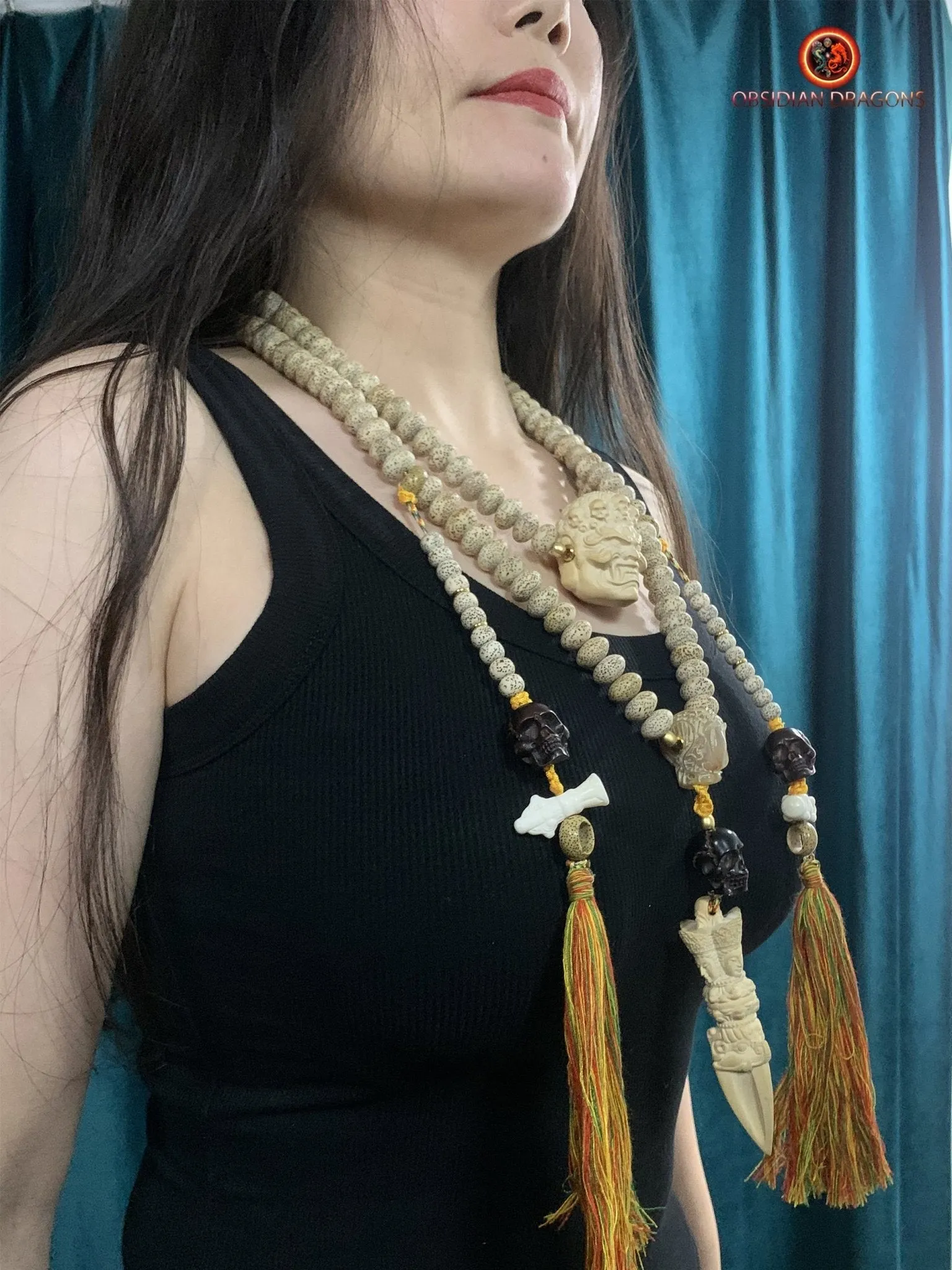 Grand mala artisanal- 108 graines de bodhi- Mahakala