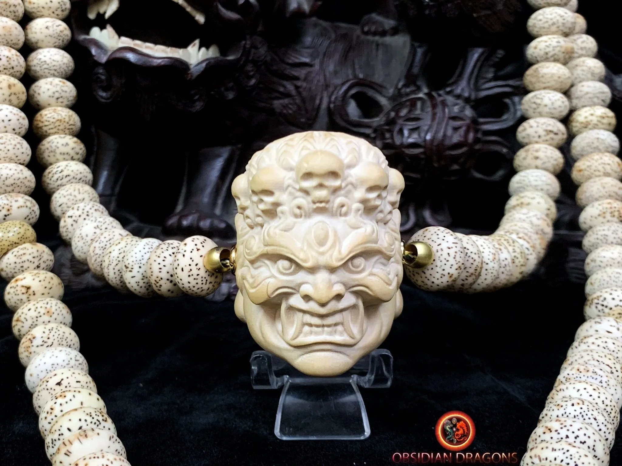 Grand mala artisanal- 108 graines de bodhi- Mahakala