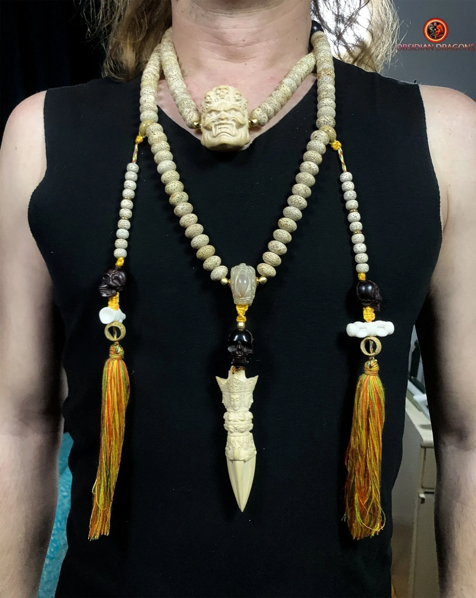 Grand mala artisanal- 108 graines de bodhi- Mahakala