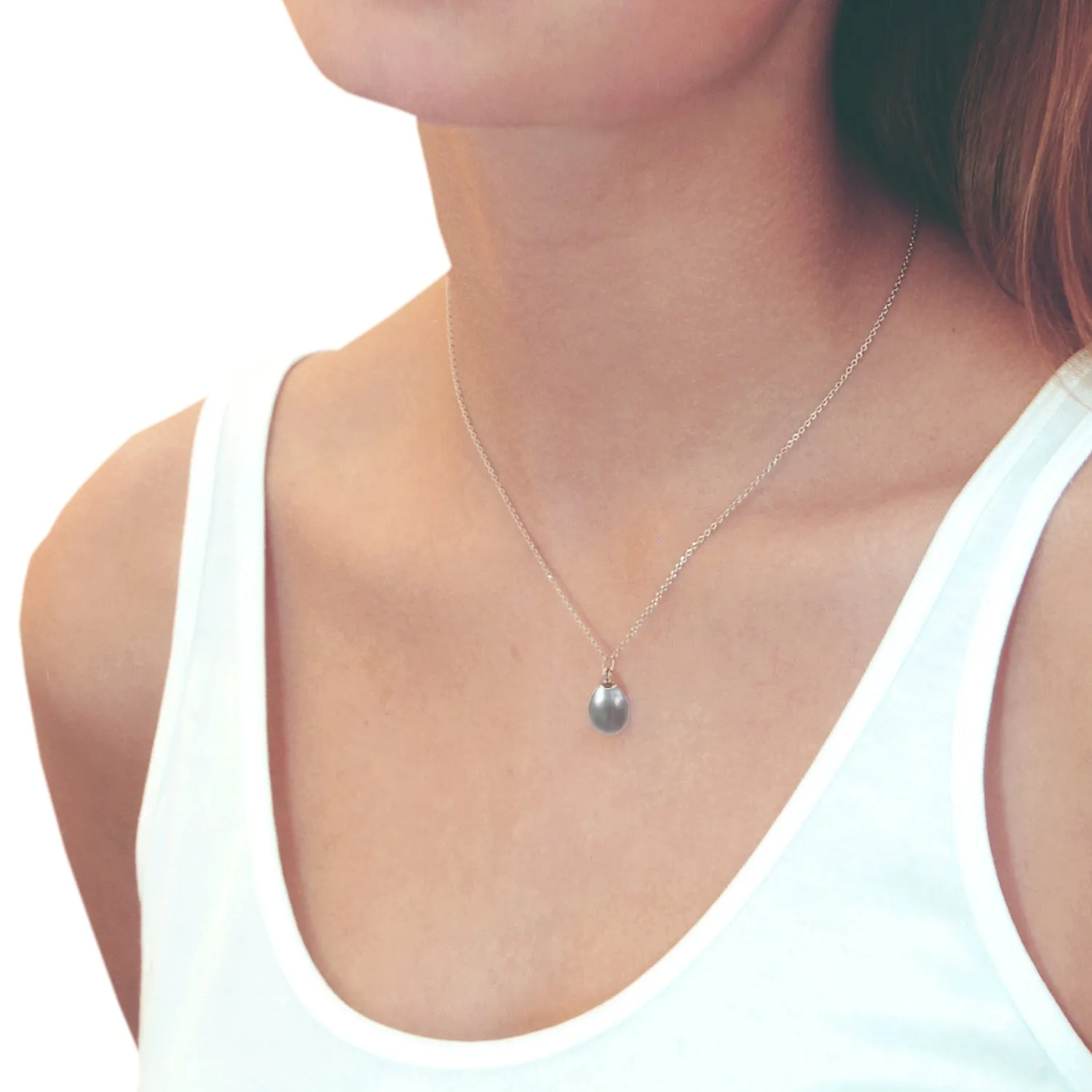 Grey Freshwater Pearl 'Simple' Silver Pendant