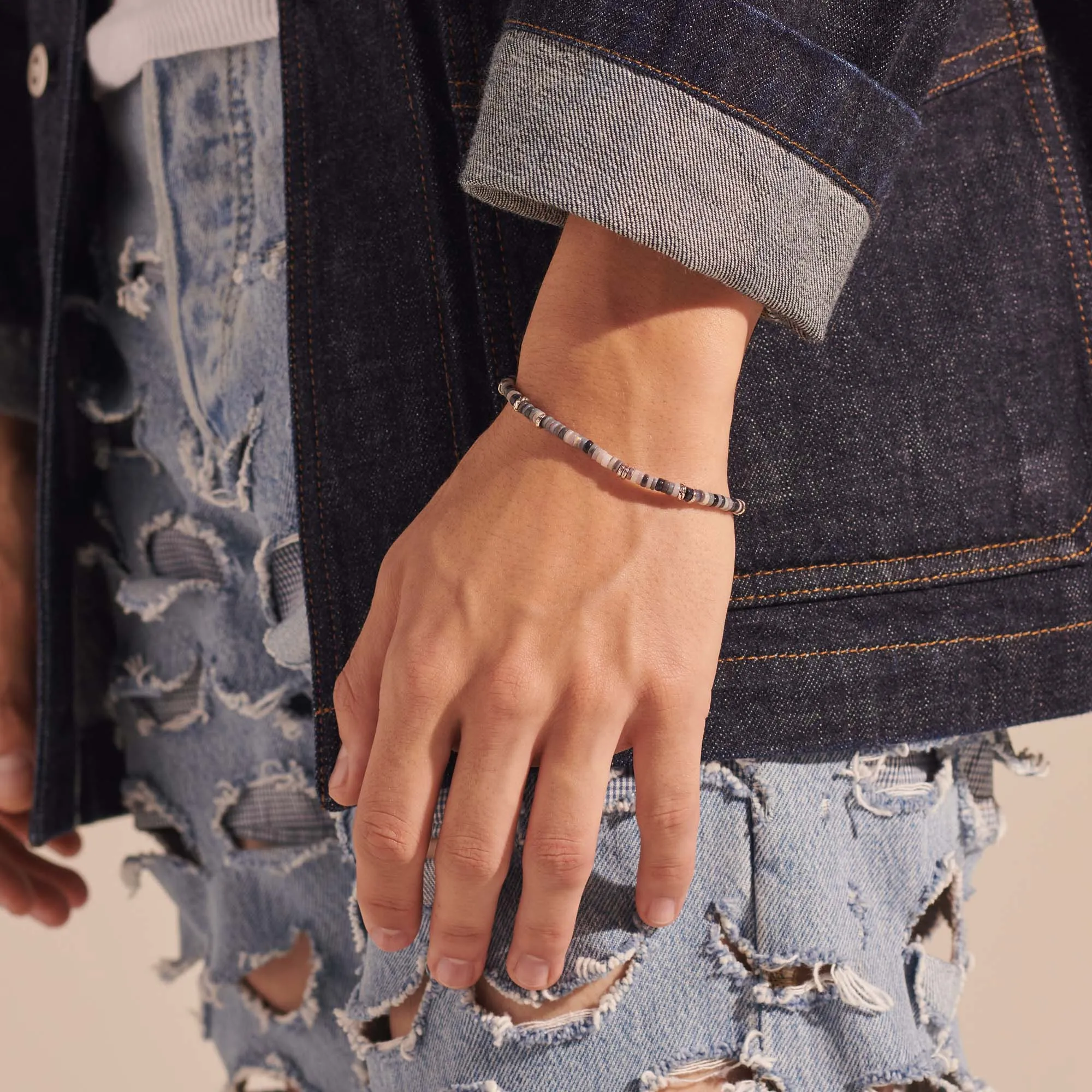 Heishi Bracelet, Hardstones, Sterling Silver|BUS900698OP