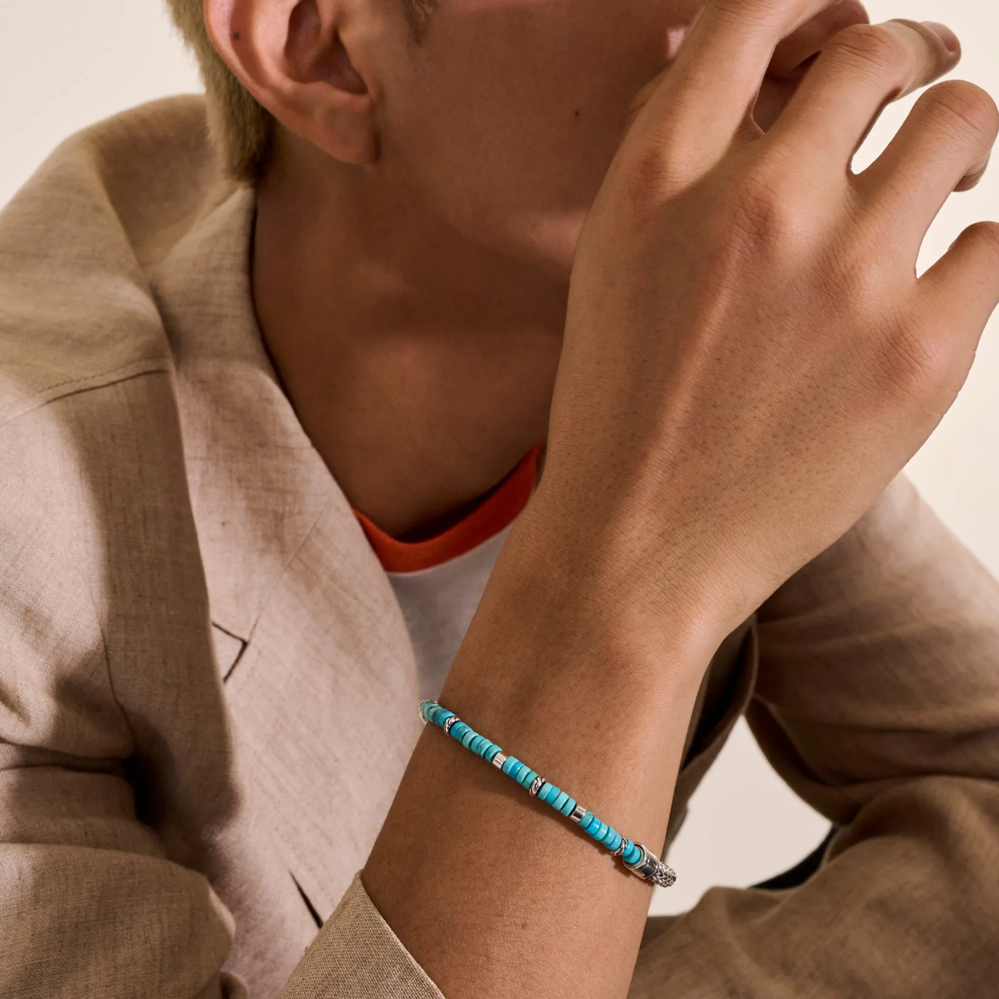 Heishi Chain Bracelet, Silver|BUS9012521TQ
